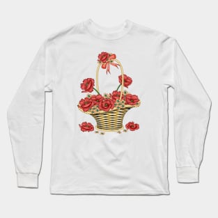 Poppies And Hydrangea Basket Long Sleeve T-Shirt